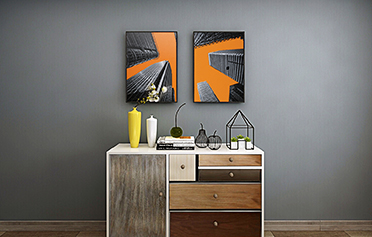 北歐風(fēng)格客廳沙發(fā)背景墻裝飾畫(huà) -極簡(jiǎn)主義橙色